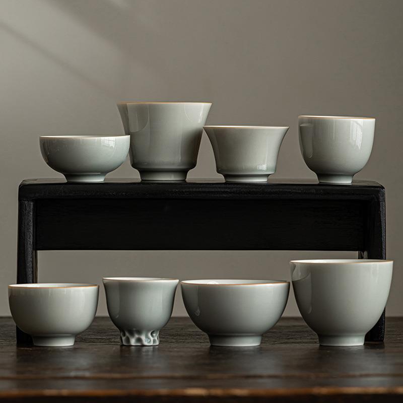 冰灰釉茶杯日式陶瓷功夫茶杯品茗杯闻香杯草木灰主人杯单杯刻字