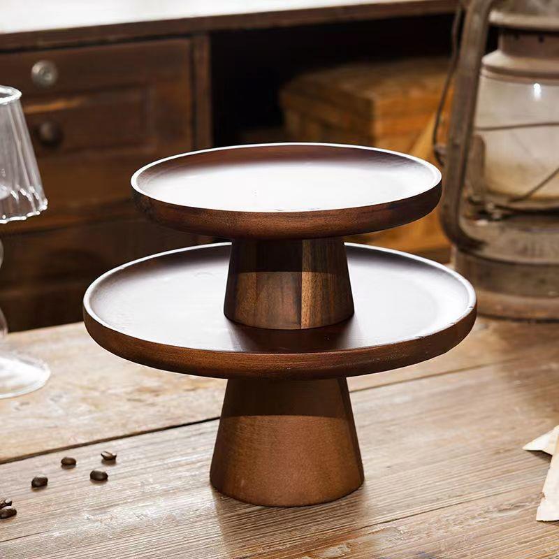 相思木高脚蛋糕盘婚庆甜品台高颜值多层水果零食盘实木点心展示盘