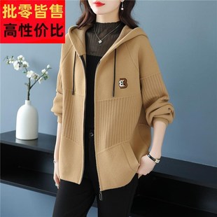休闲连帽妈e妈卫衣外套女春秋新款 棒球 大码 宽松外搭拉链夹克开衫