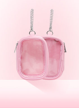 WEGO双面多用娃包迷你10cm透明pvc装娃包大肠痛丝带痛包挂件配饰