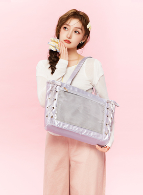 WEGO丝带痛包小食量S少女单肩托特包通勤丝皇二次元