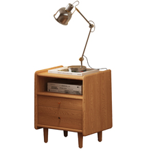 实木床头柜家用卧室现代简约储物柜原木风收纳柜双抽床边柜