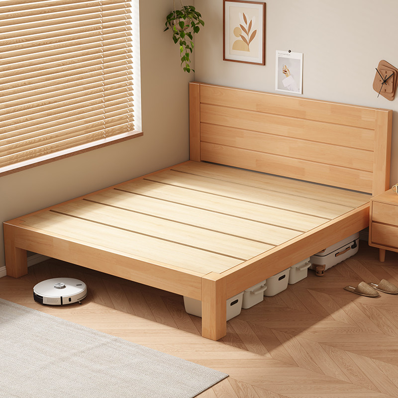 全实木榻榻米床架子家用超薄床头齐边床儿童可定制任意尺寸高脚床,住宅家具,实木床,淘宝优惠券,粉丝福利购,淘宝优惠卷