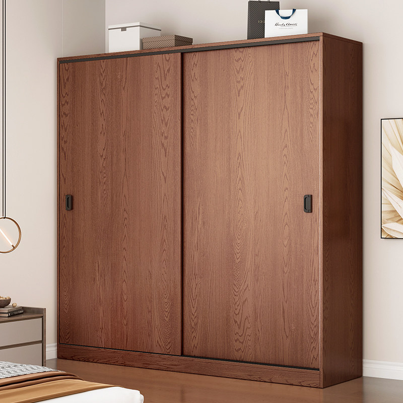 衣柜家用卧室推拉门现代简约木质免安装储物柜出租房用移门衣橱