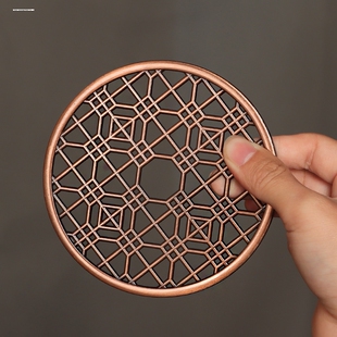 中式壶垫片蜡烛温茶壶隔热片恒温加热暖茶炉烤网圆形合金茶盘配件