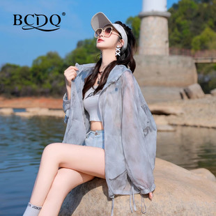 防晒衣女2025年夏季 洋气户外轻薄透气冰丝连帽防晒服外套 新款 时尚