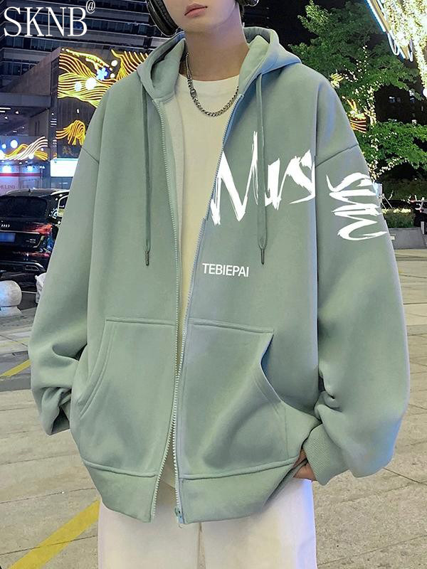 高端连帽青少年卫衣男款2025新款秋冬季加绒美式宽松男生开衫外套