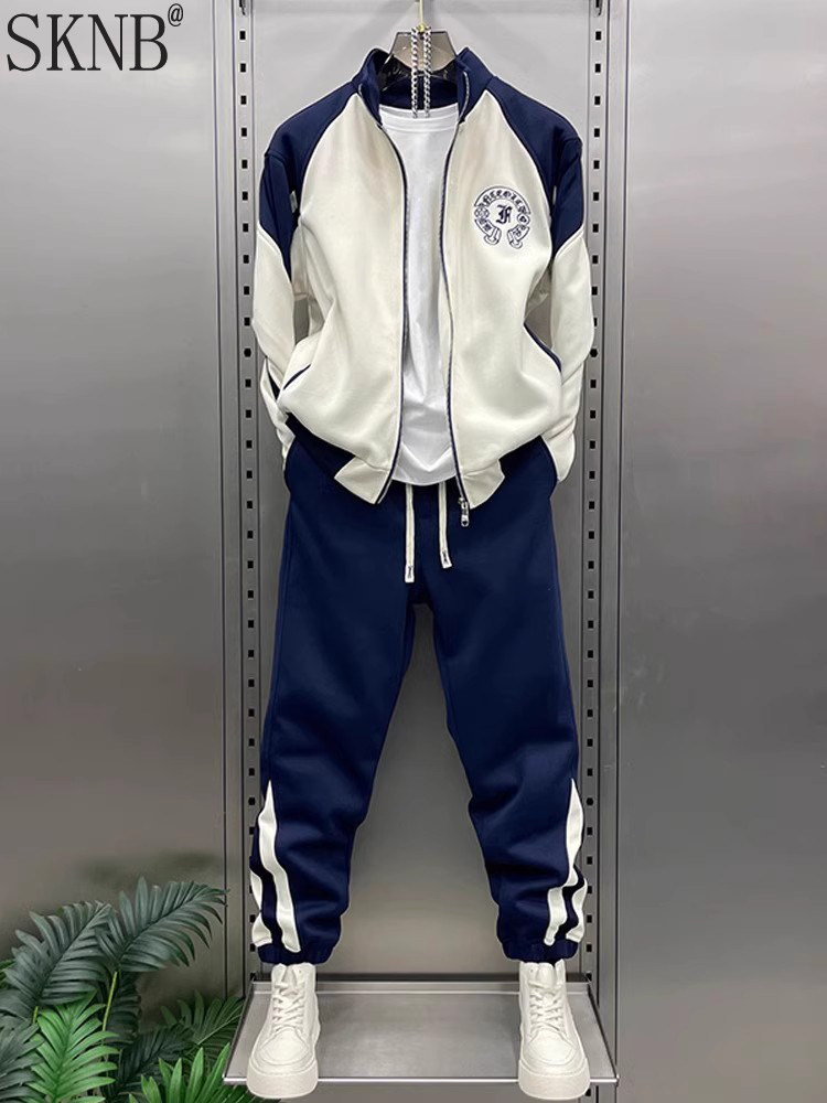 采购产品棒球制服套装，男人的刺绣夹克，运动休闲裤，时髦的运动