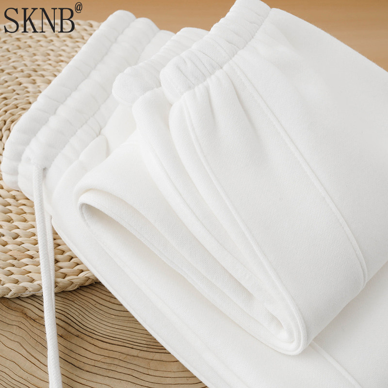 白色高级感超好看卫裤男款冬季加绒加厚保暖宽松休闲束脚男女裤子,男装,卫裤,淘宝优惠券,粉丝福利购,淘宝优惠卷