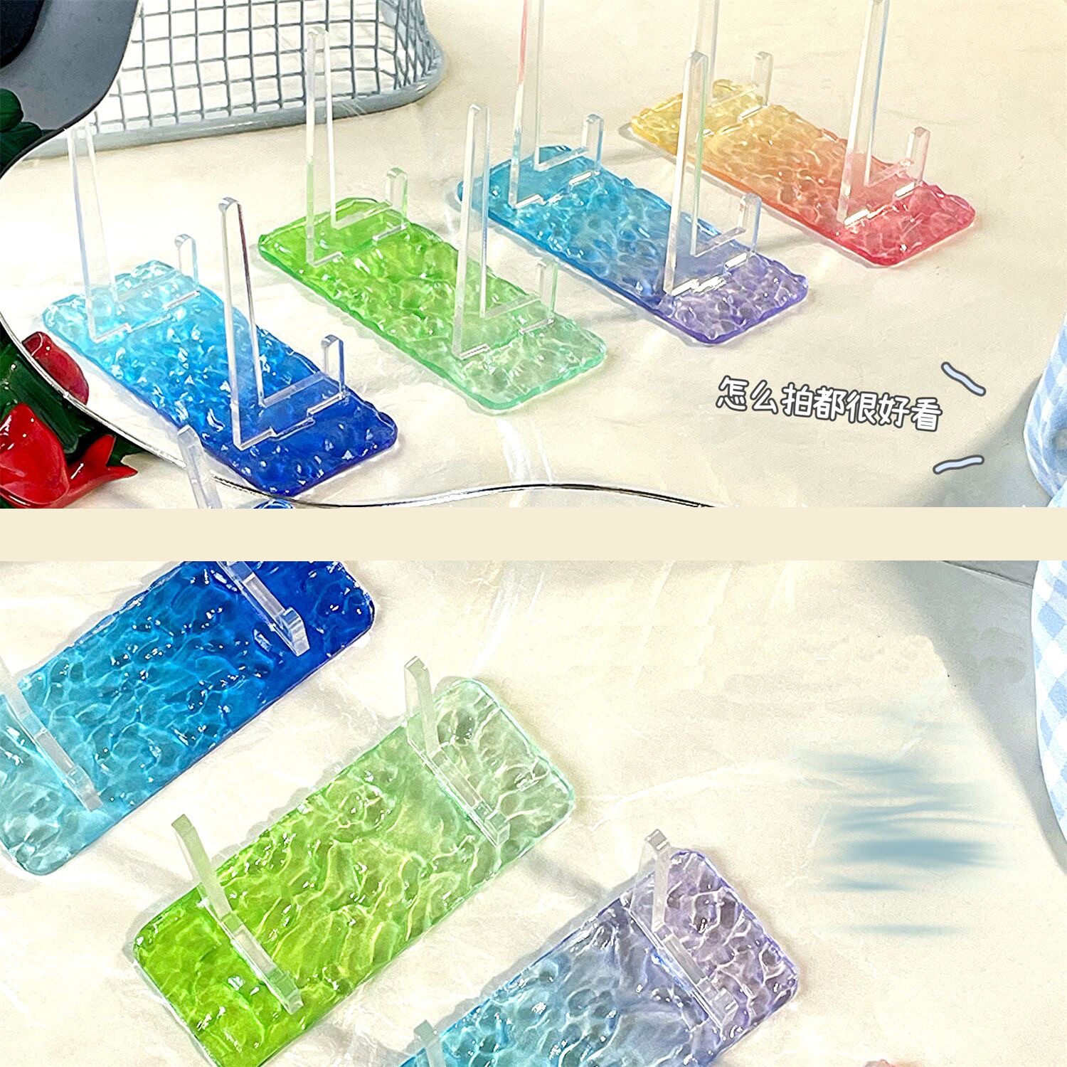 水波纹吧唧支架谷美框亚克力砖底座收纳展示架古美道具谷子立牌托