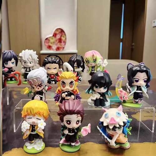 鬼灭之刃诞生花系列盲盒手办动漫潮玩公仔周边生日礼物桌面小摆件