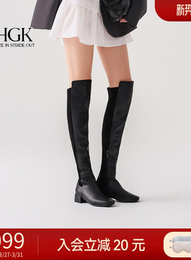 HGK曜夜骑士 2025新款粗跟增高瘦瘦靴厚底长筒靴骑士靴冬WPF60DC5