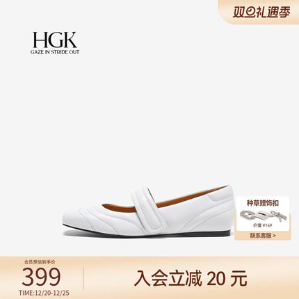 HGK2025秋季面包感低跟鞋浅口羊皮方头玛丽珍女通勤休闲单鞋WR050
