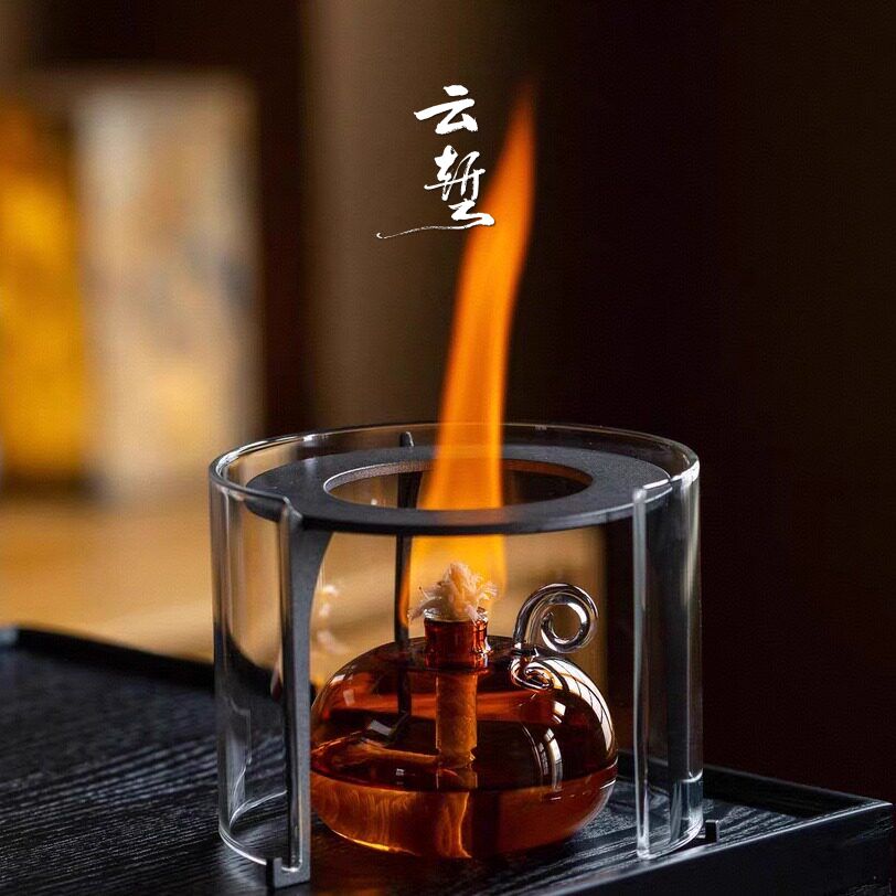 三角架高硼硅玻璃温茶器酒精罐