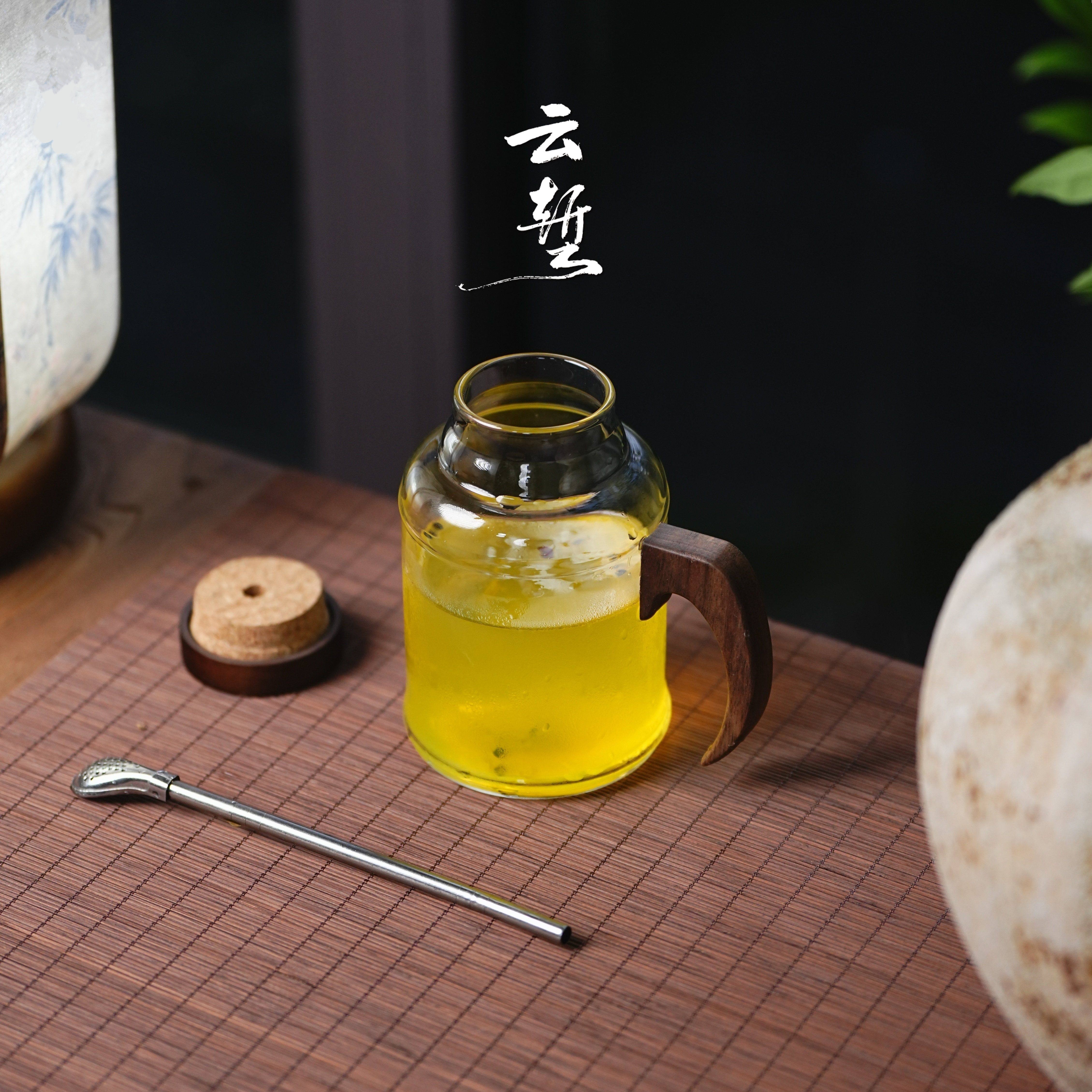 创意高硼硅耐热玻璃夏季一人饮墩墩壶带盖吸管简约带手把防烫水壶