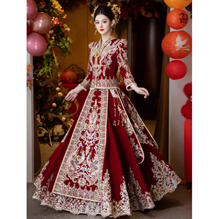 妮悦格秀禾服2025新款 婚礼高端出阁嫁衣敬酒服重工冬 婚服新娘中式