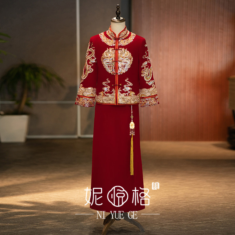 秀禾服新郎男士婚礼敬酒服高端轻奢丝绒中式礼服2026新款秋冬礼服,女装/女士精品,秀禾服,淘宝优惠券,粉丝福利购,淘宝优惠卷