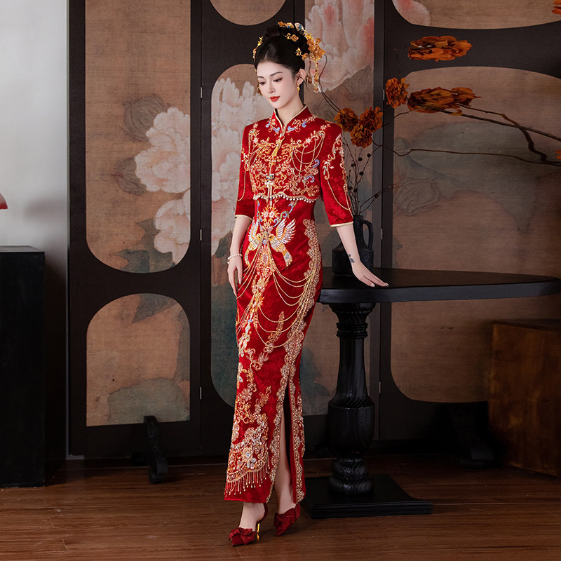 旗袍秀禾服高端出阁嫁衣显瘦