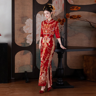 妮悦格秀禾服婚服2026新款新娘旗袍订婚礼服敬酒服回门宴套装冬装