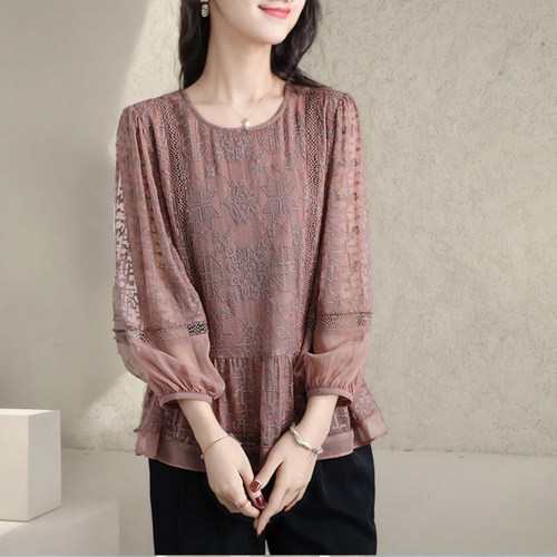 上衣刺绣秋装洋气气质女2024T恤