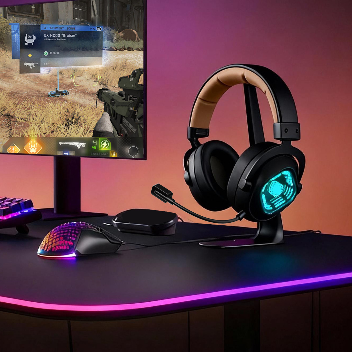 赛德斯无线头戴式耳机电竞游戏专用 蓝牙有线台式电脑耳麦三角洲