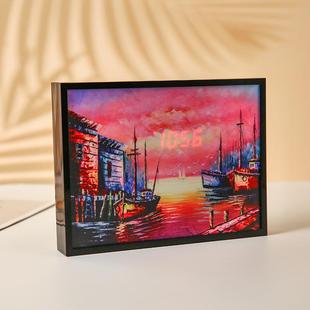 创意彩帆声控闹钟 多功能温湿度数显声控电子闹钟书房办公桌摆件