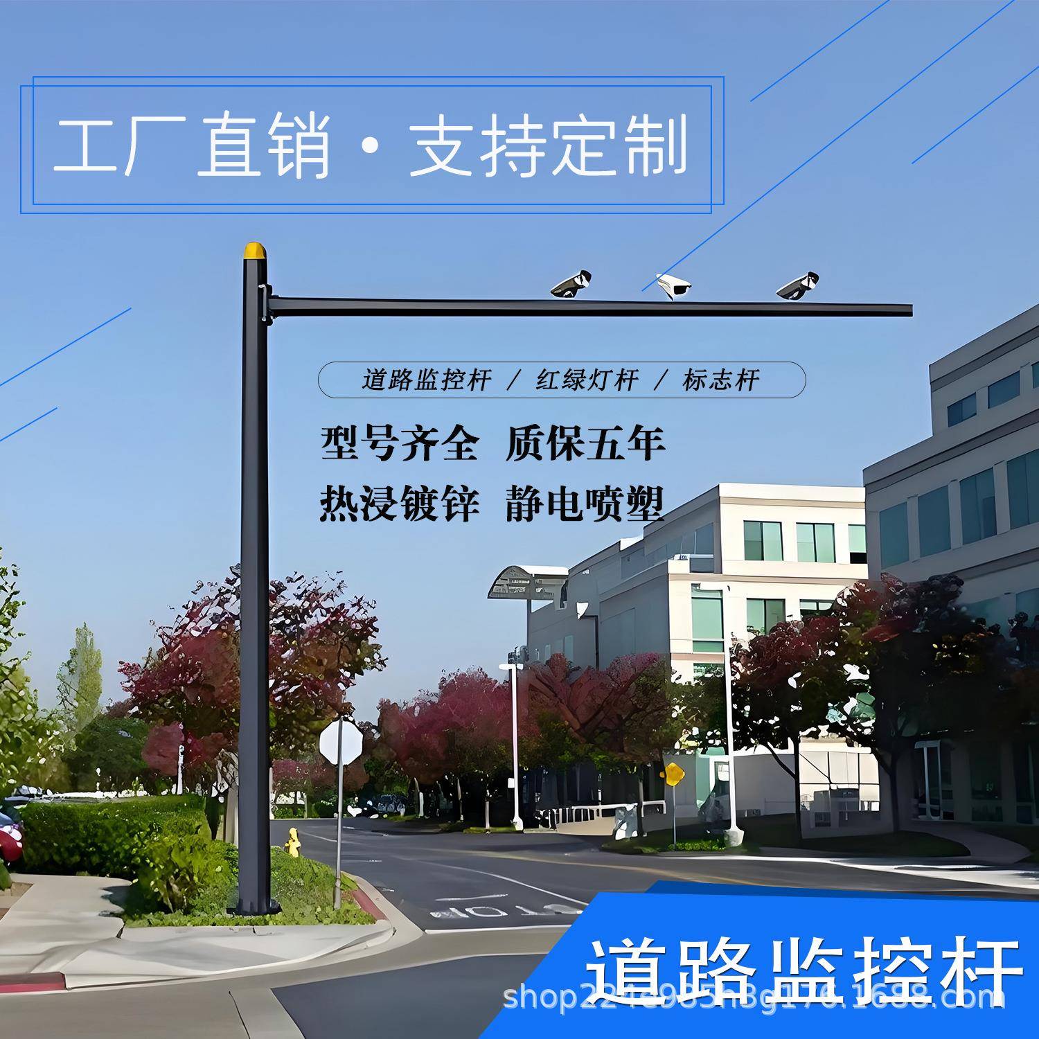 厂家L型悬臂监控杆卡口摄像机监控杆热镀锌八角杆监控杆