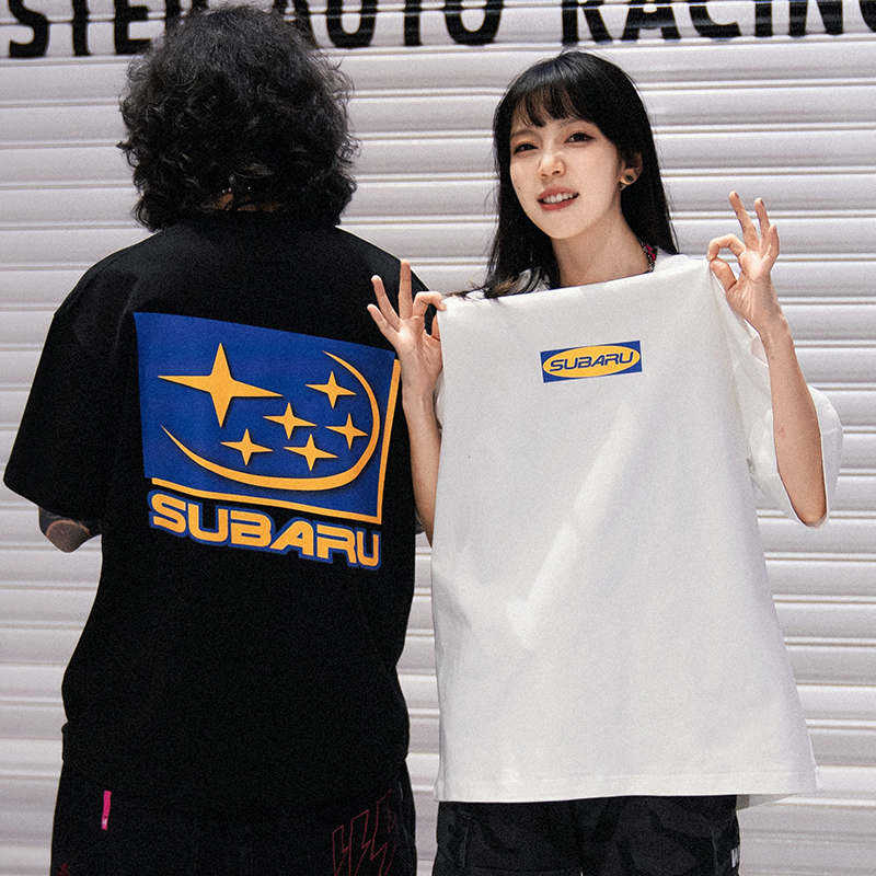 wildsoul-斯巴鲁-秋冬重磅纯棉百搭圆领休闲宽松印花长袖T恤短袖