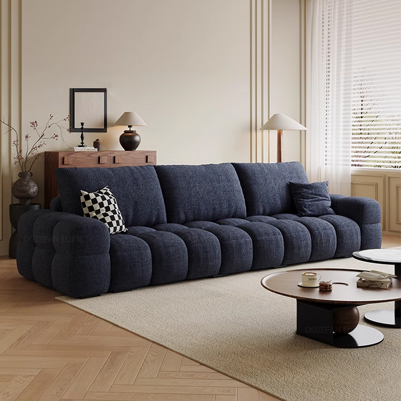 意式极简约泡芙棉花糖雪尼尔布艺沙发客厅小户型现代云朵直排沙发