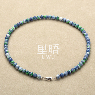 里晤LIWUS925银雨彩石元宝扣串珠项链送礼送闺蜜显白生日礼物