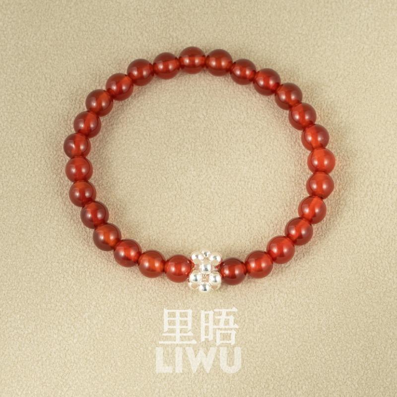 s925纯银红玛瑙转运手链新中式