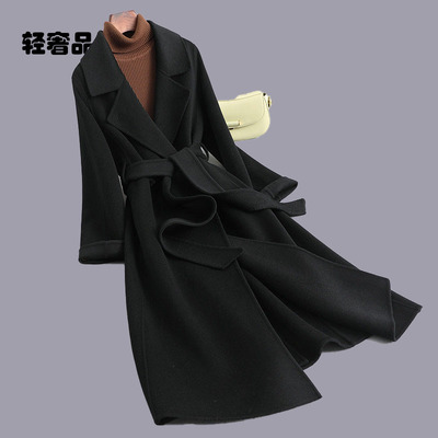 朗姿约定双面羊绒大衣女2025秋冬新款高端显气质中长款羊毛呢外套