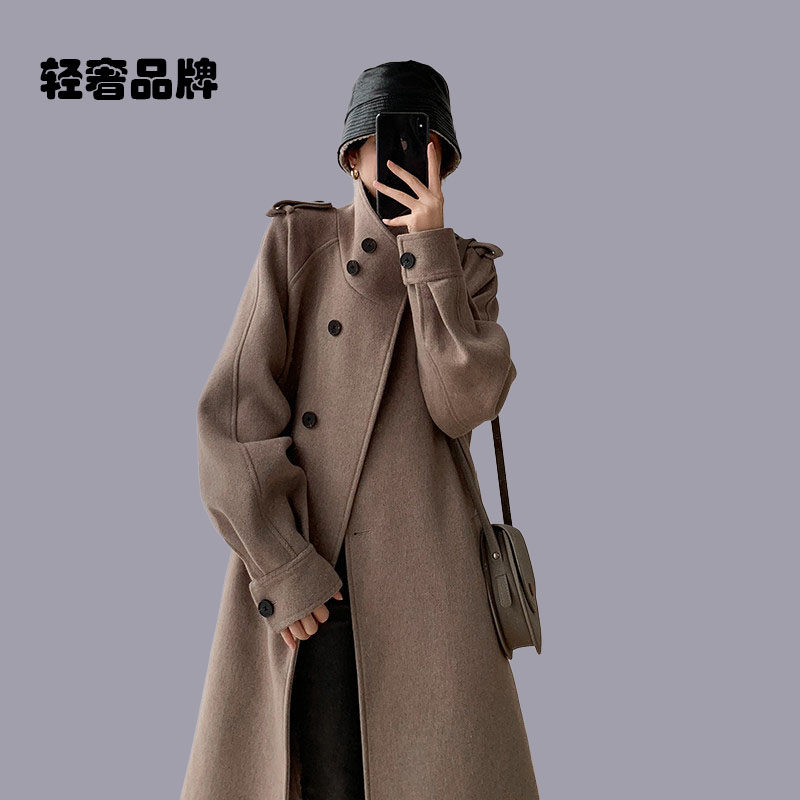 朗姿约定毛呢大衣女2026冬装新款高端修身显瘦加厚呢子中长款外套