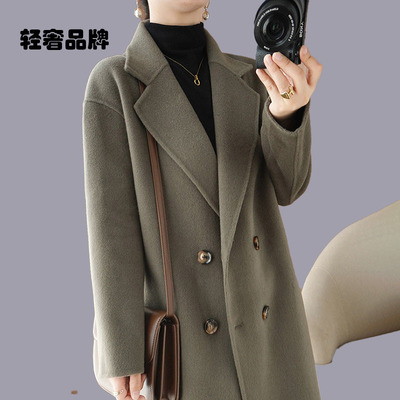 朗姿约定高端双面羊绒大衣女24秋冬新款中长款羊毛呢大衣外套女