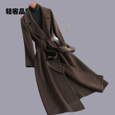 朗姿约定2025秋冬新款双面羊绒大衣女中长款过膝赫本风羊毛呢外套