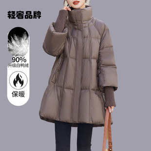 朗姿约定a字版时尚中长款羽绒服女冬季2026新款小个子加厚宽松