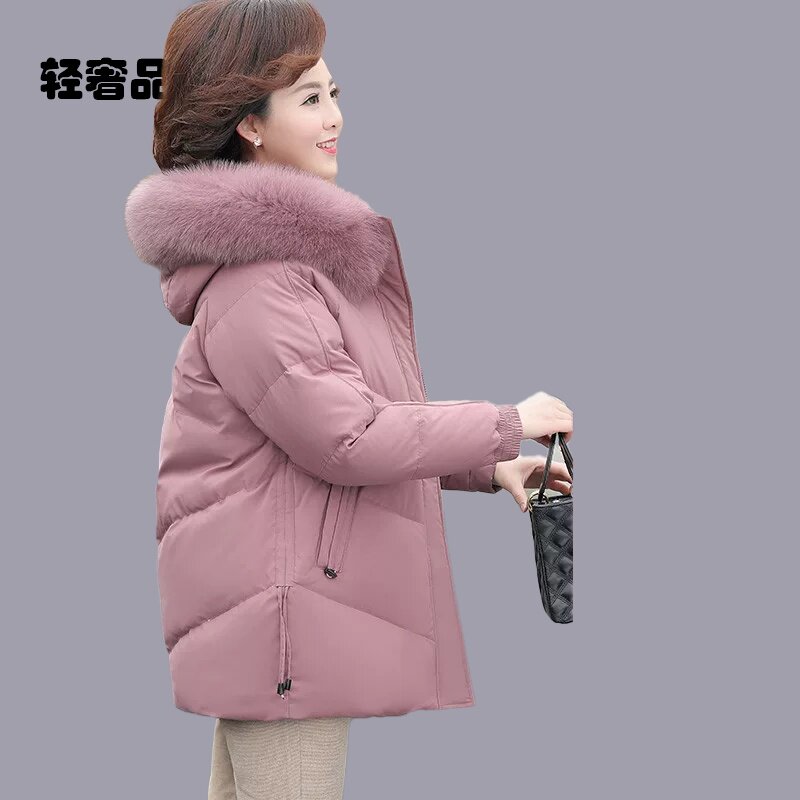 妈妈冬装外套羽绒服冬季新款中年洋气棉袄加厚中老年女装保暖棉服