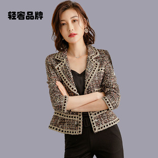 毛呢秋冬短上衣 西装 朗姿约定小香风外套女秋冬气质修身 小个子短款