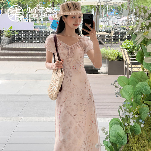 柒量一裁小个子气质女法式连衣裙