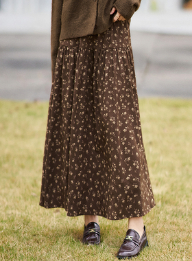 柒量一裁小个子冬季咖色半身裙新款秋冬巨好看80-81cm长裙子3780