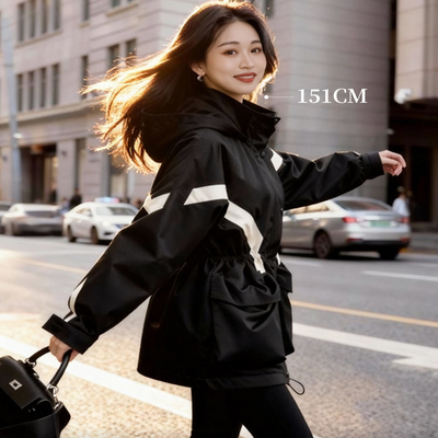 小个子黑色外套工装派克服