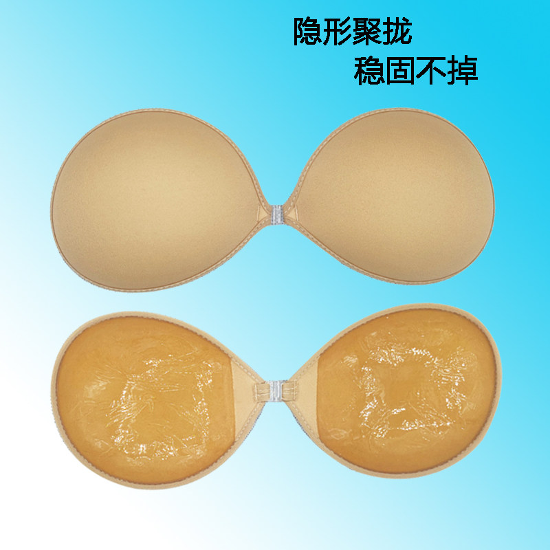 前扣无肩带胸贴圆杯包边手工刷胶