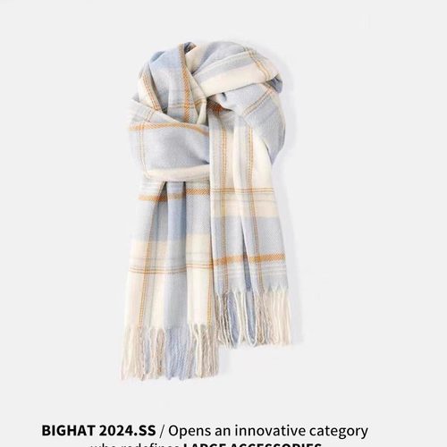 大航海家韩系氛围感格子围巾女秋冬季小清新学生保暖百搭情侣围脖