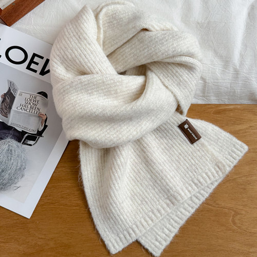 米白色高级感羊毛围巾