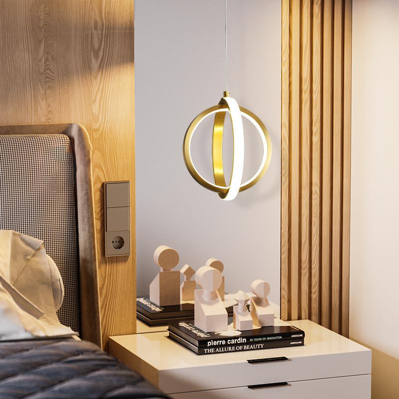 北欧LED圆圈灯现代简约风格餐厅灯创意艺术网红客厅北欧铜圆环灯