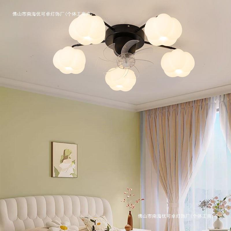 卧室风扇灯新款简约温馨智能高档静音餐厅儿童房吸顶带风扇灯灯具