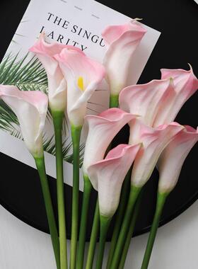 高档紫色马蹄莲假花仿真花客厅餐桌摆件婚礼装饰摆设拍摄道具室内