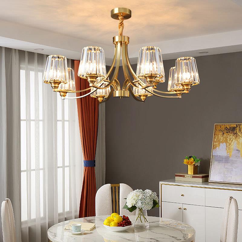 轻奢水晶吊灯客厅主灯美式简约全铜餐厅灯大气2021年新款卧室灯具