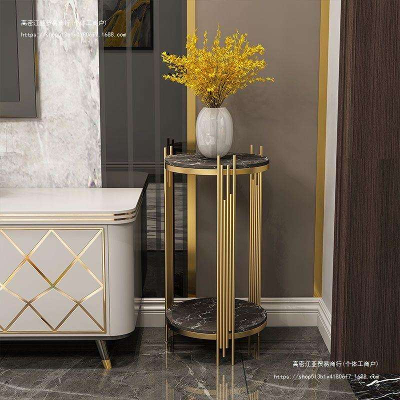 大理石花架简约落地花架子客厅轻奢多层花盆架花几电视柜旁边摆件