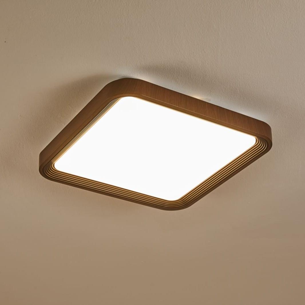 中古吸顶灯超薄卧室灯主卧房间灯诧寂风美式胡桃木纹客厅书房灯